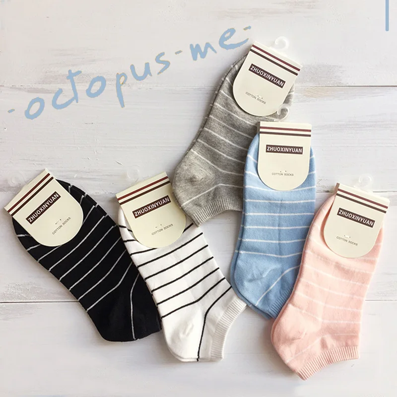 

5 pairs pack striped Short Woman Socks Fashion Low-Cut Flip Flop Sock Skarpetki Damskie Skarpety Korean Style Women Socks