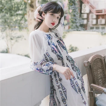 Boho Printed Loose Long Dress Woman Lantern Sleeve Round Neck Bow 2020 Summer Beach Casual Dress Female Maxi Vestido 
Boho Printed Loose Long Dress Woman Lantern Sleeve Round Neck Bow 2020 Summer Beach Casual Dress Female Maxi Vestido