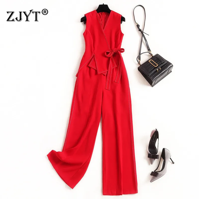 Elegant Runway Summer Jumpsuit Women 2020 New Fashion Sleeveless V Neck Bandage Solid Overalls Party Rompers Womens Jumpsuits
Elegant Runway Summer Jumpsuit Women 2020 New Fashion Sleeveless V Neck Bandage Solid Overalls Party Rompers Womens Jumpsuits