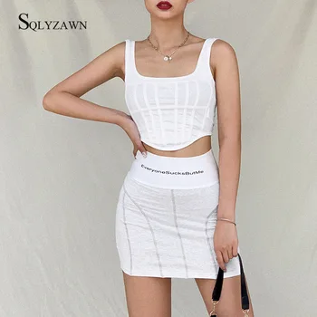 Summer New 2 Piece Dress Set Women Letter Print High Waist Mini Skirt and Sleeveless Crop Top Two Piece Outfits Streetwear Suits
Summer New 2 Piece Dress Set Women Letter Print High Waist Mini Skirt and Sleeveless Crop Top Two Piece Outfits Streetwear Suits