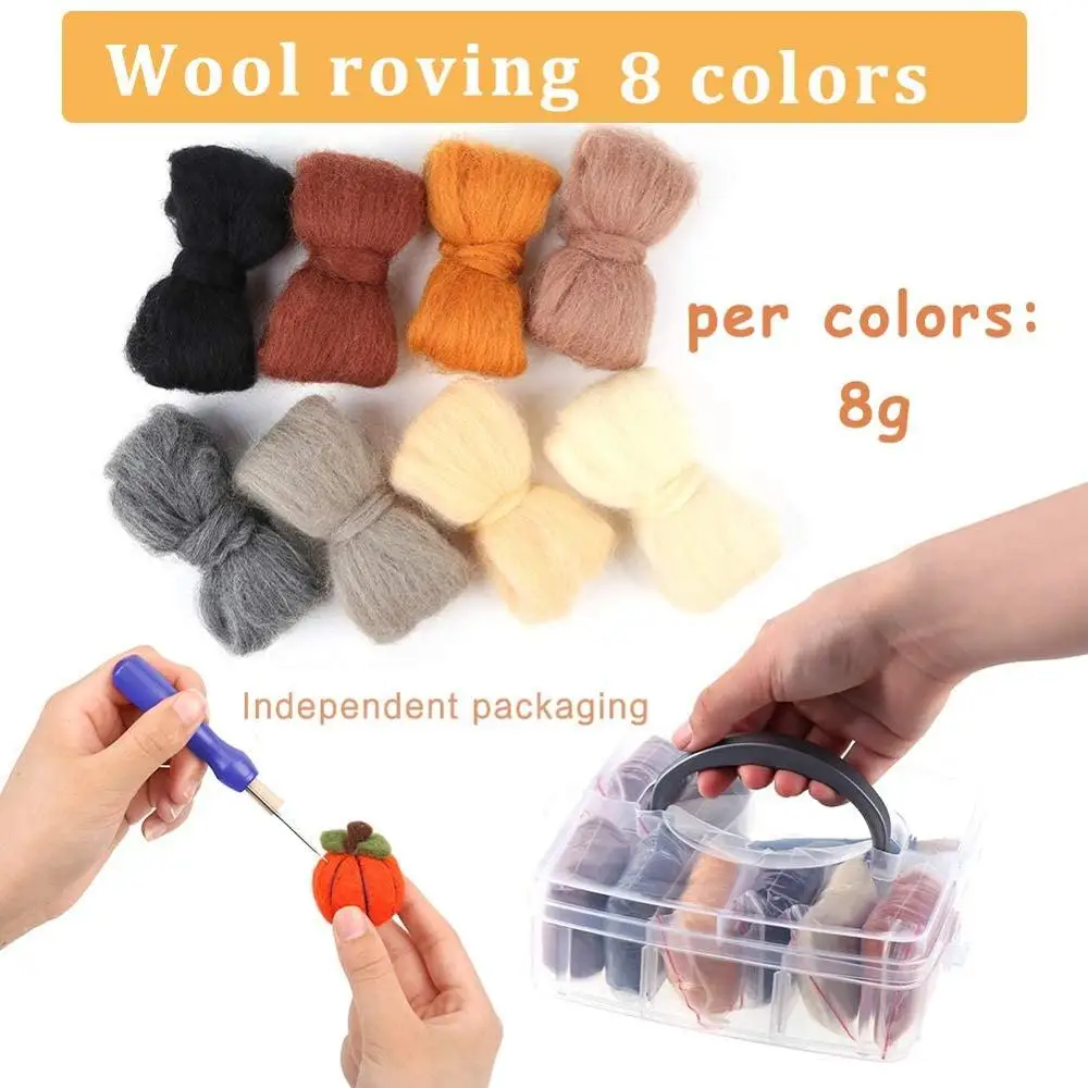 Imzay 8 Colors Wool Roving For Needle Felting, Fibre Wool Yarn Roving With Plastic Storage Box Wool Felt Tools
Imzay 8 Colors Wool Roving For Needle Felting, Fibre Wool Yarn Roving With Plastic Storage Box Wool Felt Tools