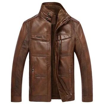 Casual PU Jacket Furry Thick Warm Winter Autumn turndown collar Male PU Coat Coffee Brown Faux Leather Senior Dad Jacket Coat
Casual PU Jacket Furry Thick Warm Winter Autumn turndown collar Male PU Coat Coffee Brown Faux Leather Senior Dad Jacket Coat
