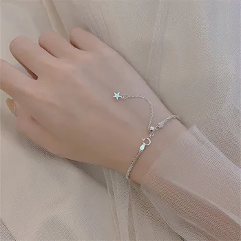 925 Sterling Silver Simple Link Chain Star Charm Bracelets & Bangles for Women Silver Jewelry sl059
925 Sterling Silver Simple Link Chain Star Charm Bracelets & Bangles for Women Silver Jewelry sl059