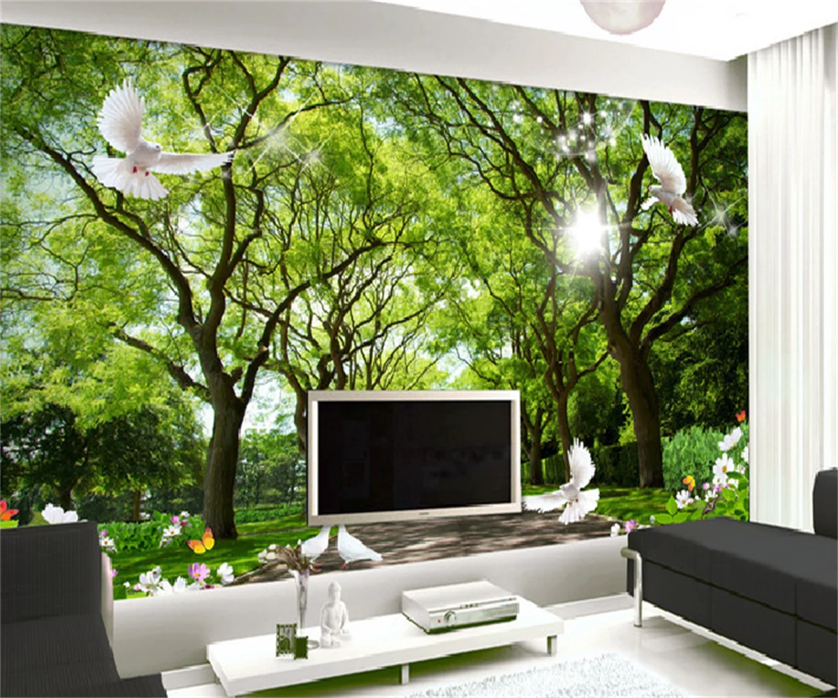 

Customize any size wallpaper mural Europe and the United States HD panoramic forest scenery living room background hotel wall