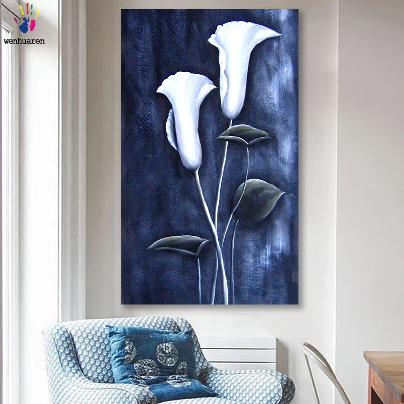 Фото DIY colorings pictures by numbers with colors Vintage white tulip flower picture drawing painting framed Home | Дом и сад