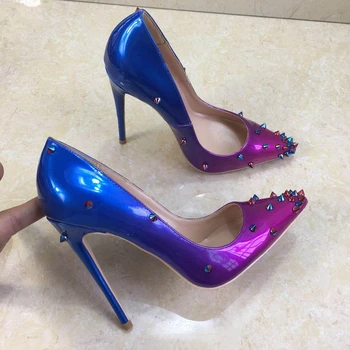 Patent Leather Wedding Shoes Women Blue Rivet High Heels Pumps Shallow Pointed Toe Slip on Party Shoes Woman High-heeled Shoes
Patent Leather Wedding Shoes Women Blue Rivet High Heels Pumps Shallow Pointed Toe Slip on Party Shoes Woman High-heeled Shoes