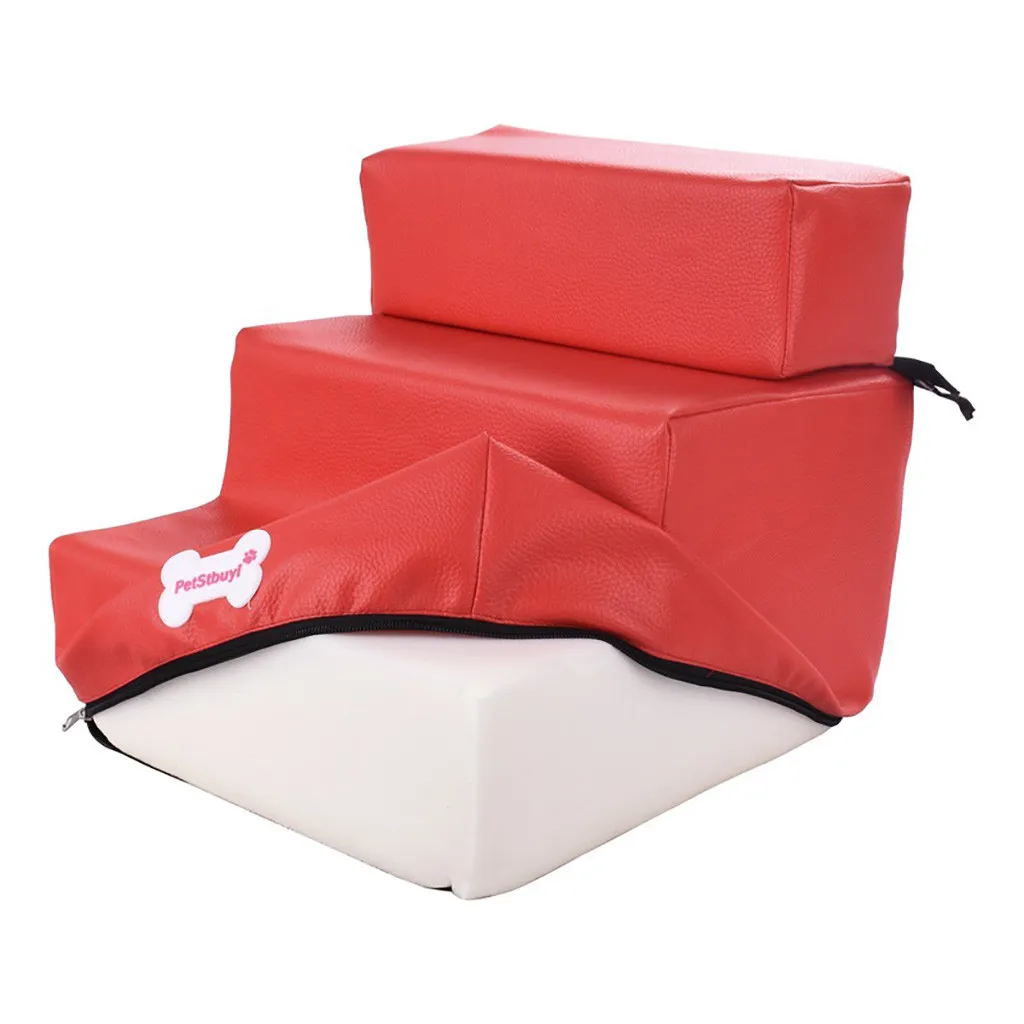 Foam - Waterproof Leather Foldable Pet Stairs Detachable Pet Bed Cat Dog Ramp 3 Steps Pet Accessories