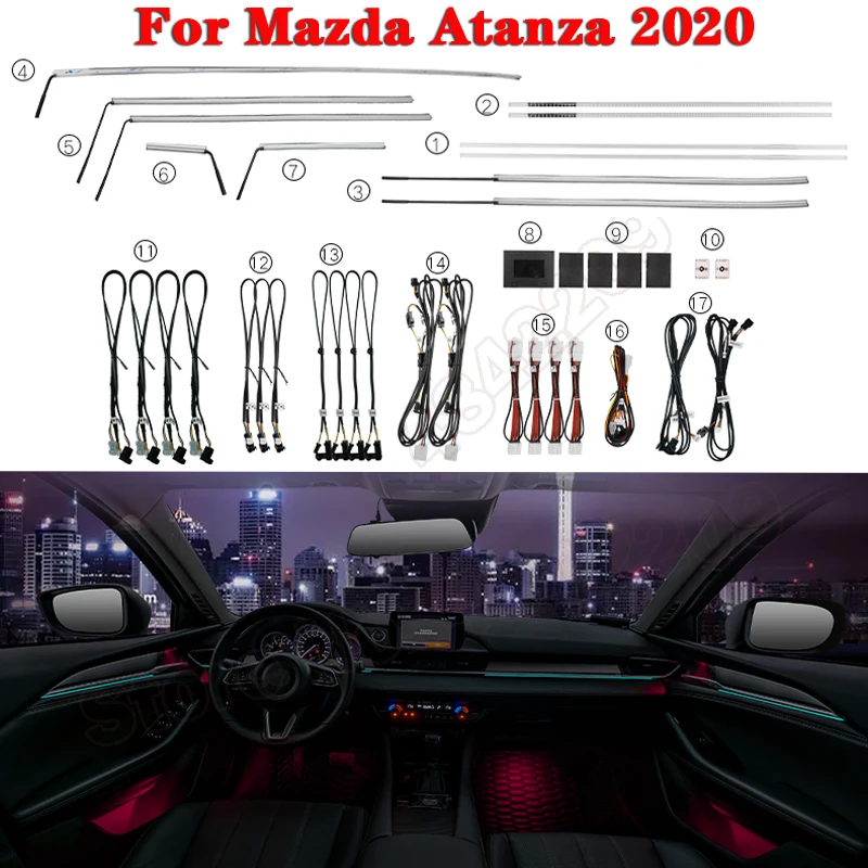 Car Ambient Light 64-Color For Mazda Atanza 2017-2020 Button Control Decorative Atmosphere Lamp illuminated LED strip lighting
Car Ambient Light 64-Color For Mazda Atanza 2017-2020 Button Control Decorative Atmosphere Lamp illuminated LED strip lighting