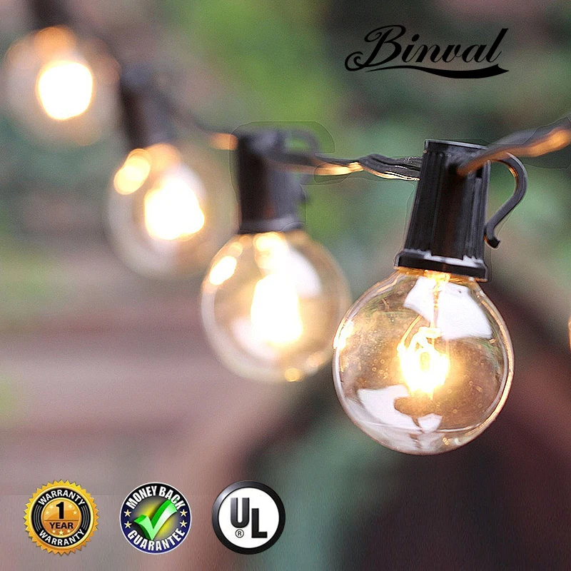Binval 25/50/100 Clear Globe Patio String Lights G40 Bulbs Handling String light UL for Outdoor Indoor Party Wedding Garden
Binval 25/50/100 Clear Globe Patio String Lights G40 Bulbs Handling String light UL for Outdoor Indoor Party Wedding Garden
