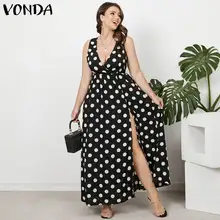 VONDA Sexy Split Hem Dress 2021 Summer Women Deep V Neck Vintage Dot Printed Dresses Ladies Loose Bohemian Vestidos Plus Size
VONDA Sexy Split Hem Dress 2021 Summer Women Deep V Neck Vintage Dot Printed Dresses Ladies Loose Bohemian Vestidos Plus Size