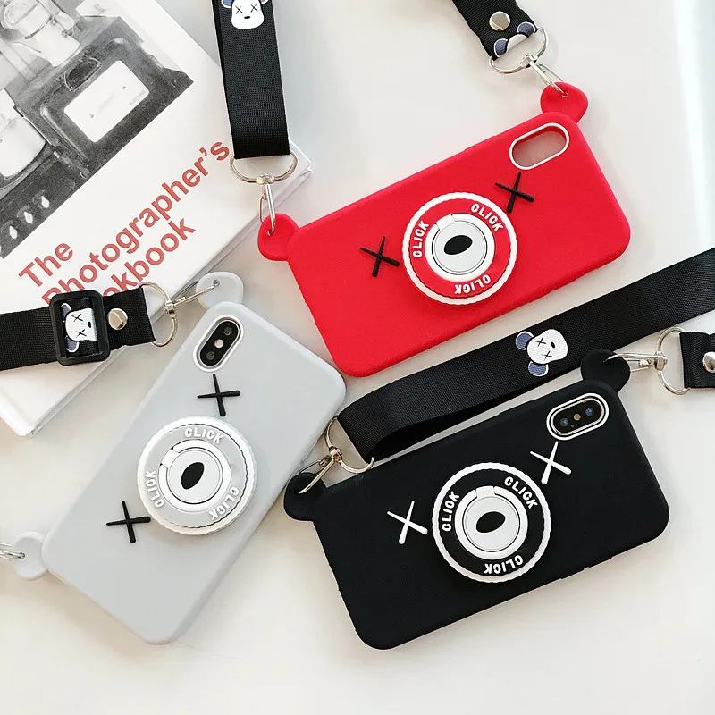 Bear Camera Lanyard Kickstand Phone Cases For iPhone XR X XS MAX Mobile Back Cover Finger Ring Phone shell For Apple 6 7 8 Plus
Bear Camera Lanyard Kickstand Phone Cases For iPhone XR X XS MAX Mobile Back Cover Finger Ring Phone shell For Apple 6 7 8 Plus