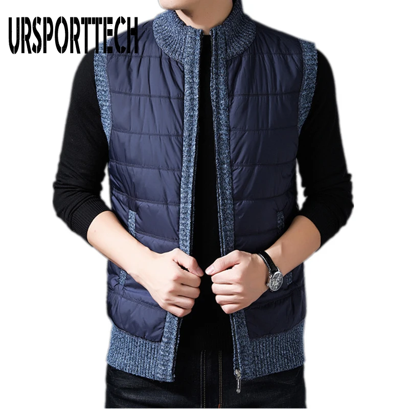 URSPORTTECH Men Sweater Coat Male Autumn Winter Sleeveless Patchwork Sweatercoat Zipper Cardigans Sweater Man Jacket Outerwear
URSPORTTECH Men Sweater Coat Male Autumn Winter Sleeveless Patchwork Sweatercoat Zipper Cardigans Sweater Man Jacket Outerwear