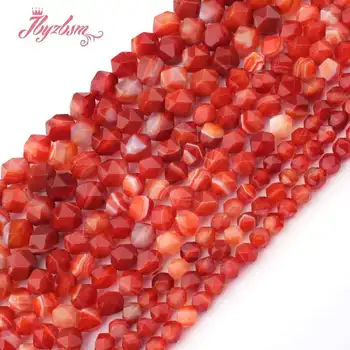 

6,8,10mm Faceted Red Banded Stripe Agates Loose Beads Natural Stone Beads For DIY Necklace Bracelets Jewelry Making Strand 15"