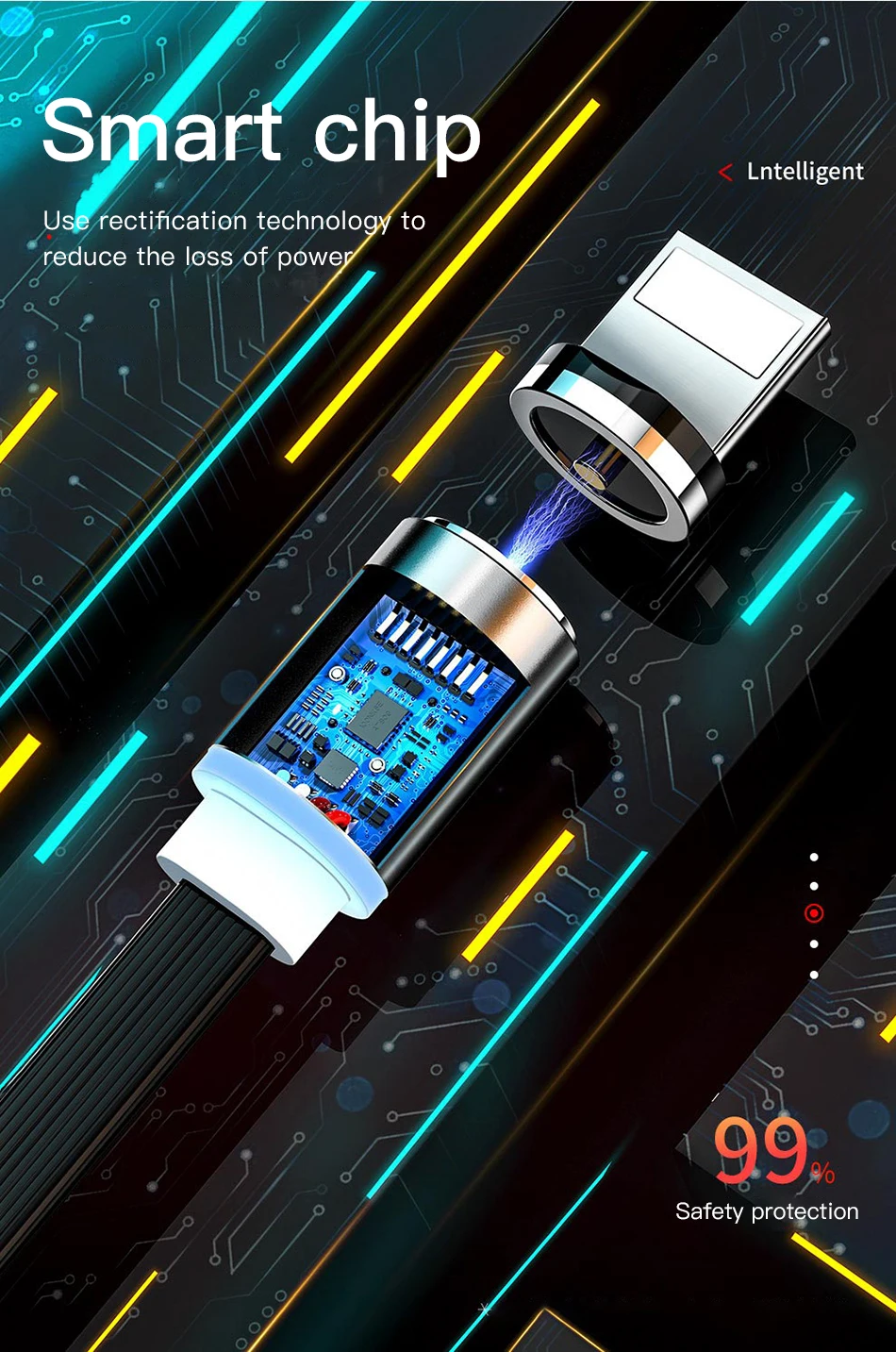 ACCEZZ 3合1磁性电缆,带整理盒,适用于iPhone XS XR 11 Pro Max Micro Micro C型磁铁充电器电缆(7)