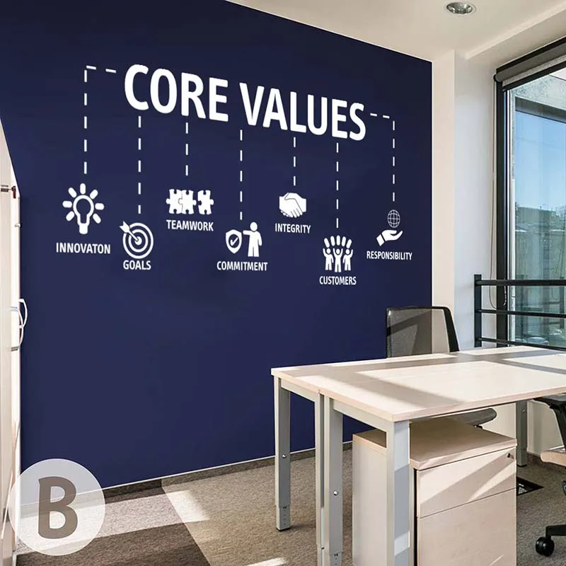 Large Core Values Office Motivational Quote Wall Sticker Inspiring Teamwork Decal Classroom Vinyl | Дом и сад