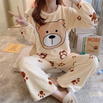 Autumn Winter Thick Warm Flannel Pajamas Sets for Women Long Sleeve Coral Velvet Pyjama Girls Cute Cartoon Homewear Pijama Mujer
Autumn Winter Thick Warm Flannel Pajamas Sets for Women Long Sleeve Coral Velvet Pyjama Girls Cute Cartoon Homewear Pijama Mujer
