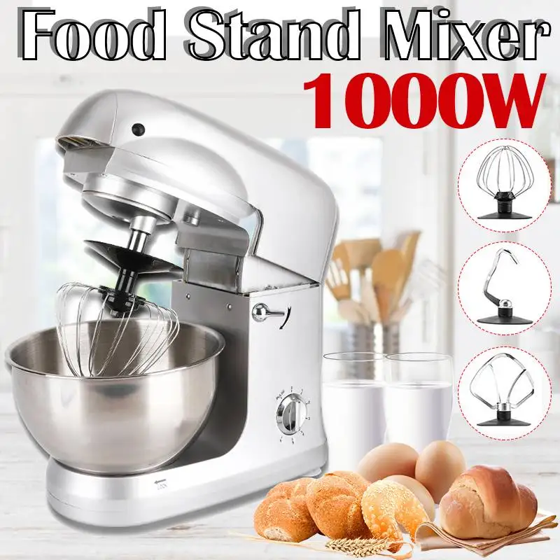 6 Speed 5QT 1000W Electric Food Mixer Table Stand Cake Dough Mixer Handheld Egg Beater Blender Baking Whipping Cream Machine 6 Speed 5QT 1000W Electric Food Mixer Table Stand Cake Dough Mixer Handheld Egg Beater Blender Baking Whipping Cream Machine