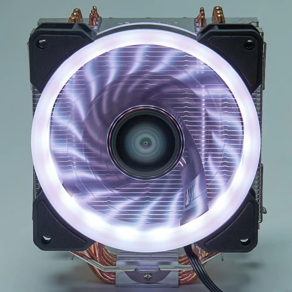 Кулер SNOWMAN для процессора 4 контакта 6 тепловых трубок с RGB светодиодами 12 см LGA775 1151