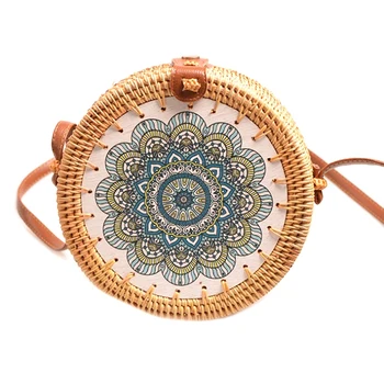 Hand-Woven Round Rattan Tote with Colorful Pattern Shoulder Bag
Hand-Woven Round Rattan Tote with Colorful Pattern Shoulder Bag