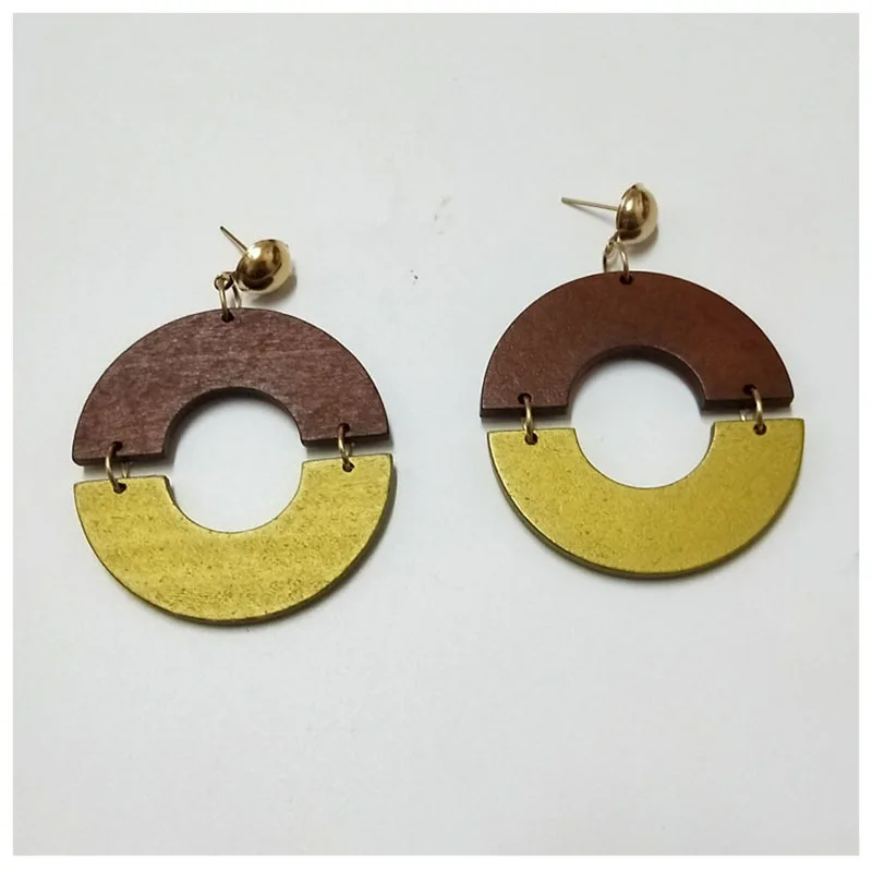 Gold Metal Brown Wood Africa Round Laser Cut Contrast Color Drop Earrings Fashion Wooden Afro Jewelry African Accessories
Gold Metal Brown Wood Africa Round Laser Cut Contrast Color Drop Earrings Fashion Wooden Afro Jewelry African Accessories