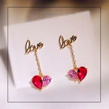 DROP EARRINGS FOR WOMEN 925 SILVER NEEDLES LOVE LETTER ROSE RED PINK HEART SWEET CUBIC ZIRCONIA EAR STUDS FINE JEWELRY ACCESSORY
DROP EARRINGS FOR WOMEN 925 SILVER NEEDLES LOVE LETTER ROSE RED PINK HEART SWEET CUBIC ZIRCONIA EAR STUDS FINE JEWELRY ACCESSORY