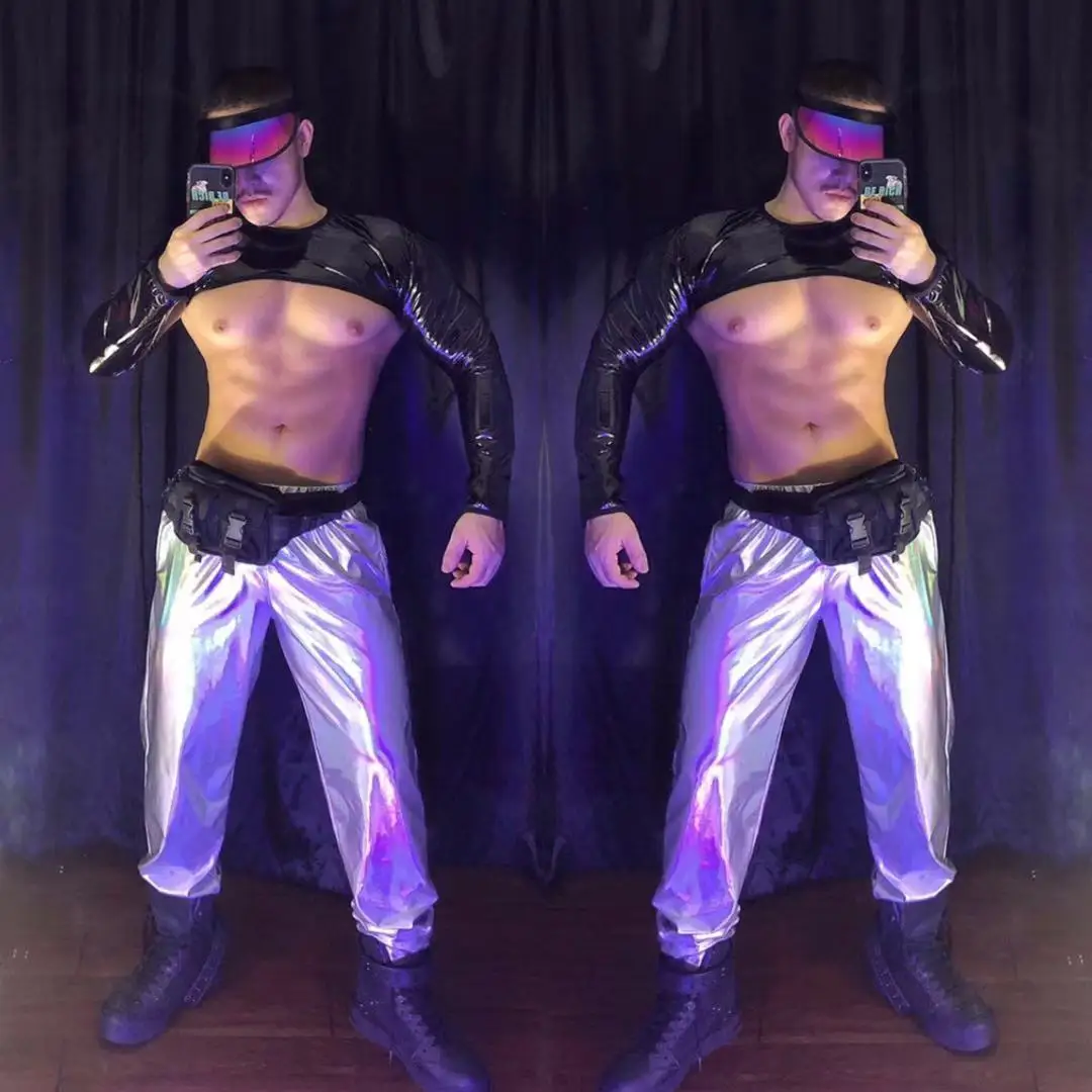 Nightclub Muscle Man Dancer Stage Costume Sexy Pole Dance Clothes Pu Leather Tops Laser Pants Male Jazz Dance Outfit VDB3906
Nightclub Muscle Man Dancer Stage Costume Sexy Pole Dance Clothes Pu Leather Tops Laser Pants Male Jazz Dance Outfit VDB3906