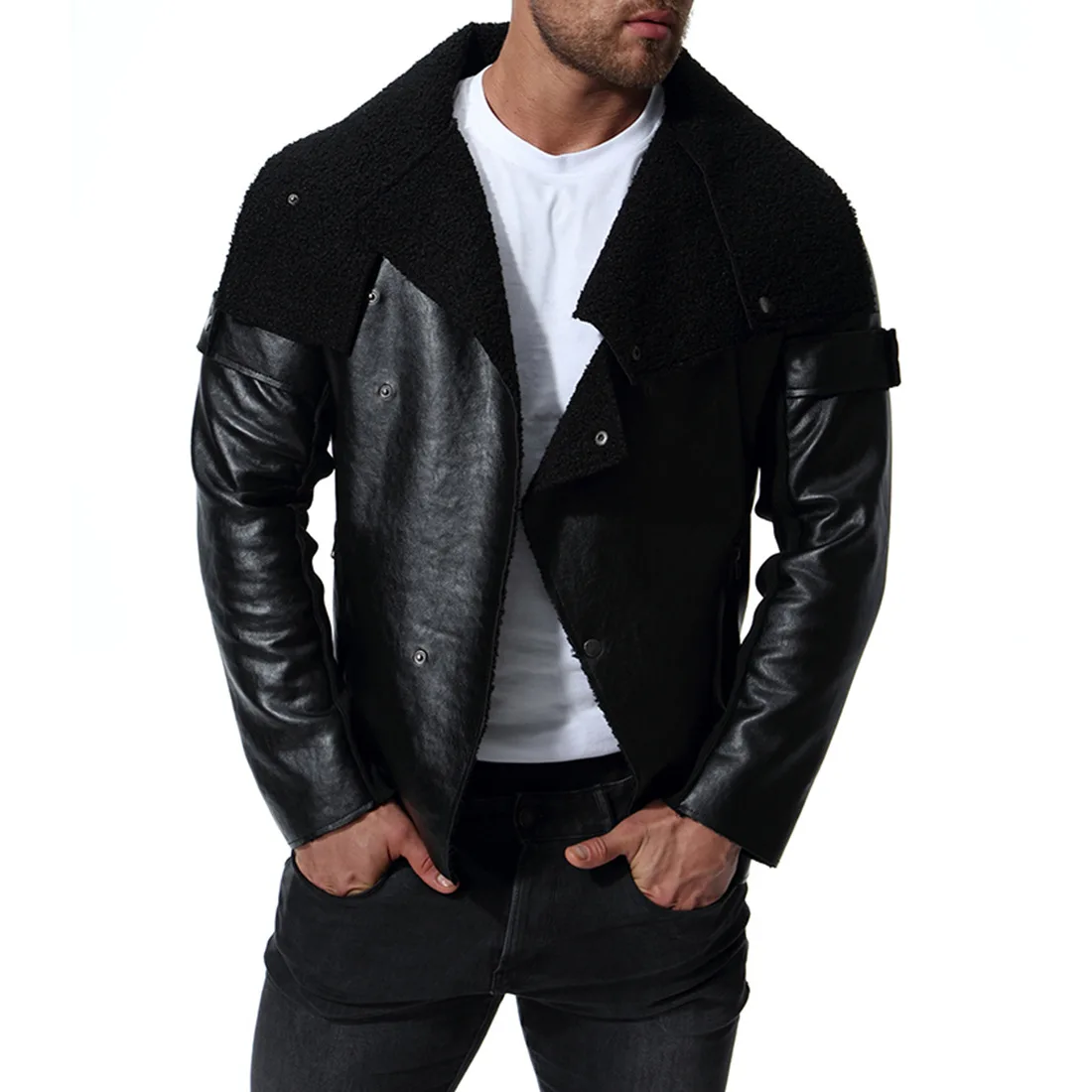2019 Autumn and Winter New Men's Motorcycle Pu Leather Black Jacket Personality High Quality Jacket with Fur Collar Men Clothes
2019 Autumn and Winter New Men's Motorcycle Pu Leather Black Jacket Personality High Quality Jacket with Fur Collar Men Clothes