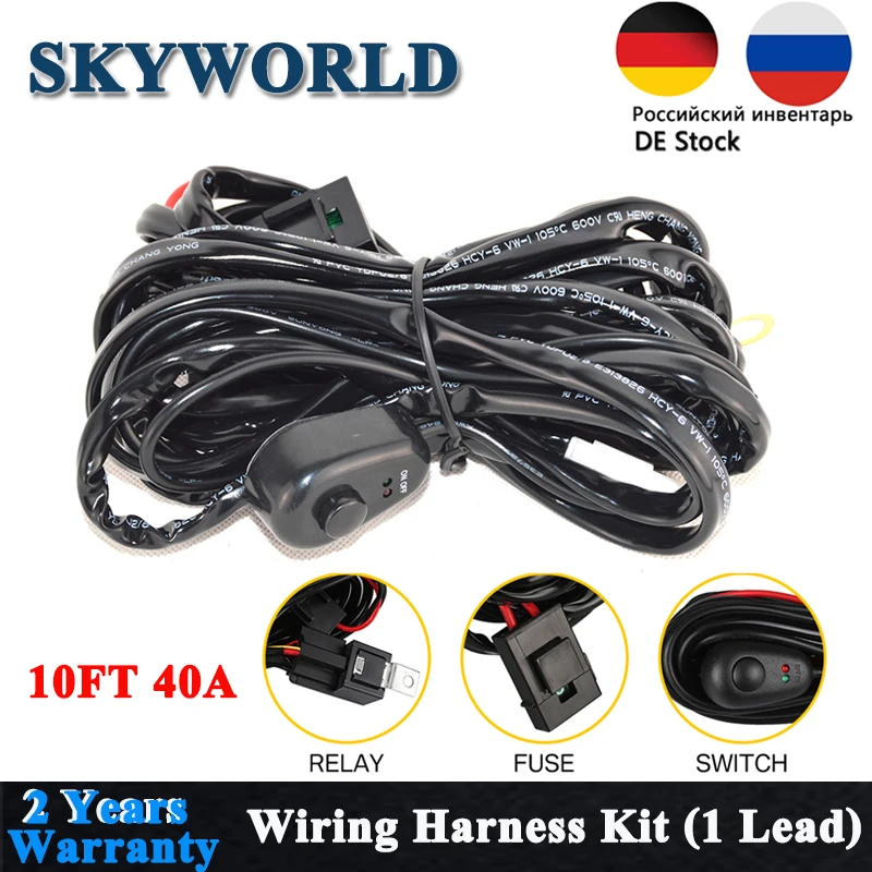 For Off-road 4x4 10FT Switch /& Relay Wiring Harness 240W 42/'/' LED Work Light Bar