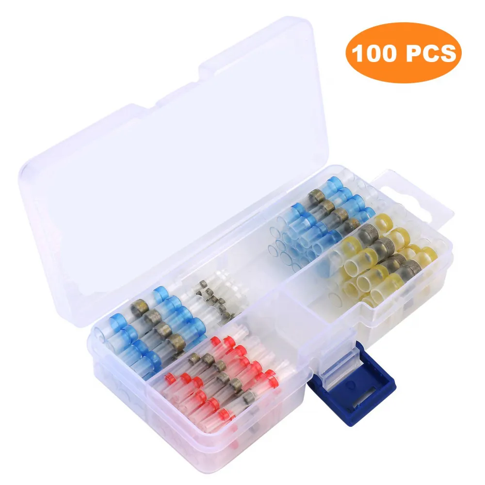 100 Pcs Mixed Heat Shrink Sordering Terminals Waterproof Solder Sleeve Tube Electrical Wire Insulated Butt Connectors Kit
100 Pcs Mixed Heat Shrink Sordering Terminals Waterproof Solder Sleeve Tube Electrical Wire Insulated Butt Connectors Kit
