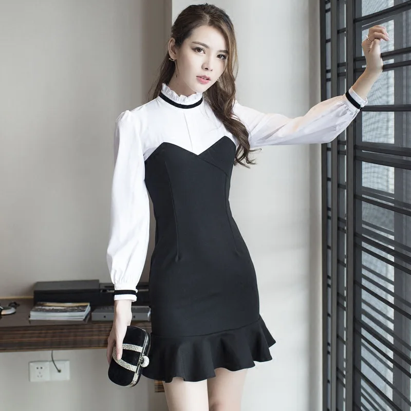 2017 Spring And Summer New Style Korean-style Fashion Elegant Ruffled Collar Slim Fit Slimming Long Sleeve Flounced Dress Women'
2017 Spring And Summer New Style Korean-style Fashion Elegant Ruffled Collar Slim Fit Slimming Long Sleeve Flounced Dress Women'
