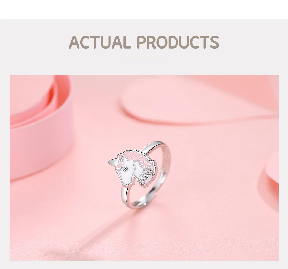 ELESHE 100% 925 Sterling Silver Finger Ring Pink Enamel Cute Unicorn Kids Ring for Baby Girl Children Fashion Jewelry Party Gift ELESHE 100% 925 Sterling Silver Finger Ring Pink Enamel Cute Unicorn Kids Ring for Baby Girl Children Fashion Jewelry Party Gift