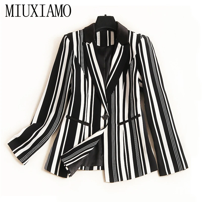 MIUXIMAO 2019 Autumn Office Lady Striped Jacket New Colorful Stripe Single Button Contrast Color European Caual Women Suit Tops
MIUXIMAO 2019 Autumn Office Lady Striped Jacket New Colorful Stripe Single Button Contrast Color European Caual Women Suit Tops