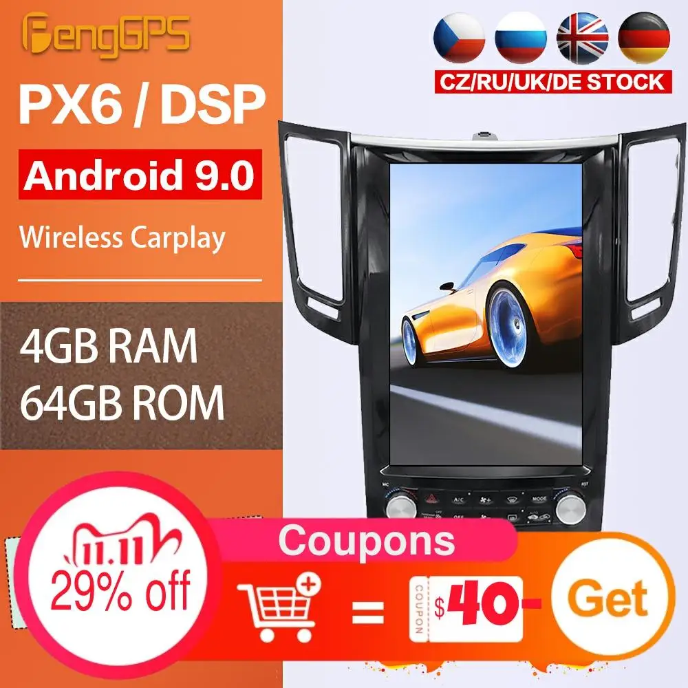 Tesl Style DVD Player For Infiniti FX25 FX35 FX37 QX70 Android 9.0 Multimeida GPS Navigation Stereo Headunit Touchscreen 6 Core
Tesl Style DVD Player For Infiniti FX25 FX35 FX37 QX70 Android 9.0 Multimeida GPS Navigation Stereo Headunit Touchscreen 6 Core