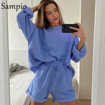 Sampic Summer Long Sleeve Women Shorts Set O Neck White Shirt Tops And Loose Shorts Two Piece Sets Outfits Pants Suit 2020
Sampic Summer Long Sleeve Women Shorts Set O Neck White Shirt Tops And Loose Shorts Two Piece Sets Outfits Pants Suit 2020