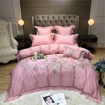 Pink Green Luxury 4/7pc 100S Egyptian Cotton Flowers Embroidery Europe Palace Bedding Set Duvet Cover Bed Sheet/Linen Pillowcase 
Pink Green Luxury 4/7pc 100S Egyptian Cotton Flowers Embroidery Europe Palace Bedding Set Duvet Cover Bed Sheet/Linen Pillowcase