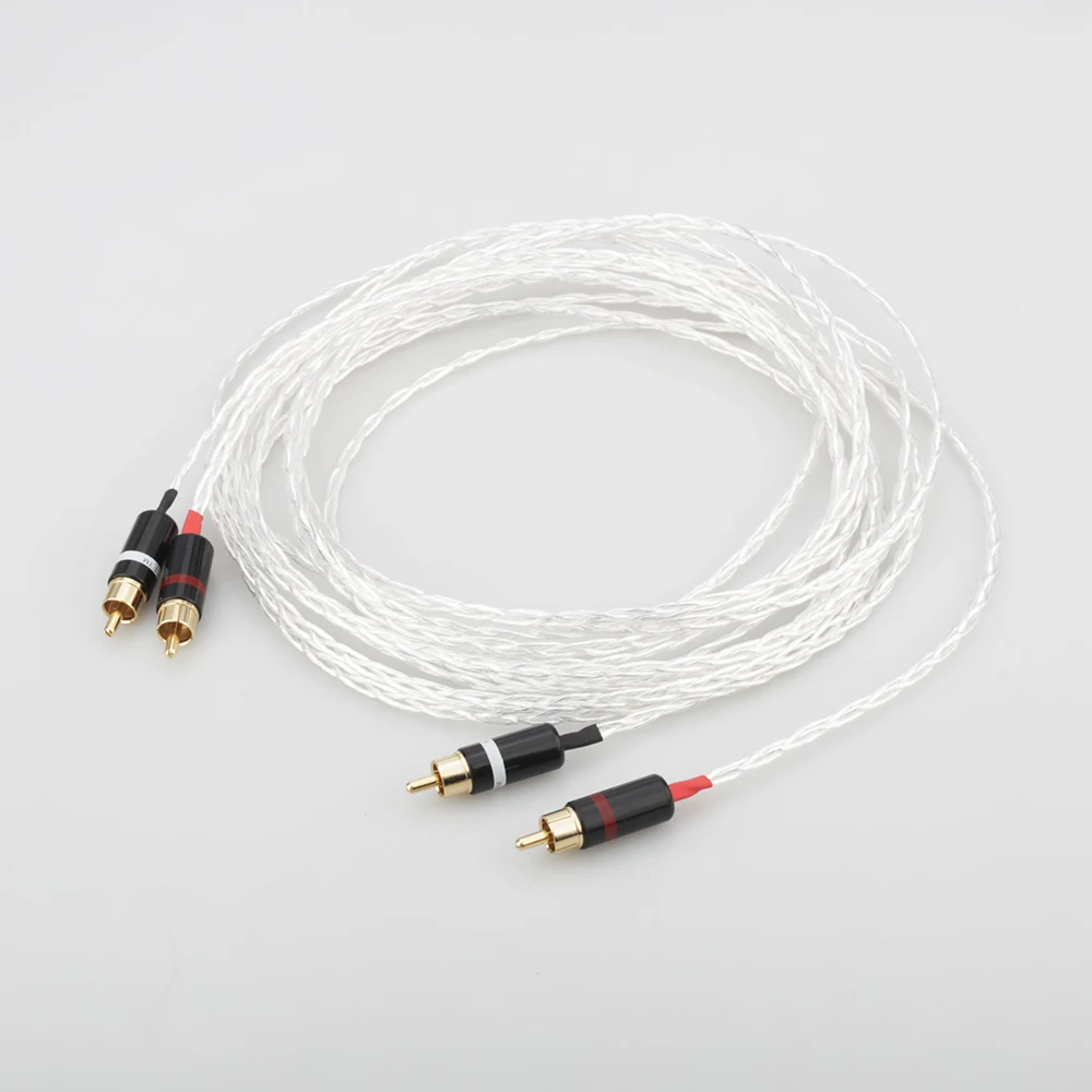 3AG серебристый аудиокабель Hifi RCA соединительный кабель с позолоченным штекером