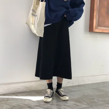 Black High Waist Skirt Autumn Women's 2018 New All-around Slim Fit Medium Length Knitted A-shape Buttock Skirt 
Black High Waist Skirt Autumn Women's 2018 New All-around Slim Fit Medium Length Knitted A-shape Buttock Skirt