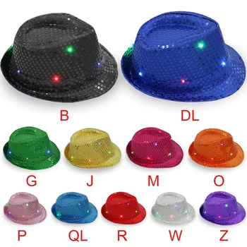 Fashion Fedoras Shiny Lighted Jazz Cap Hat Stage Props Flash Cowboy Hat Sequins Adult Hat With LED lights Cap
Fashion Fedoras Shiny Lighted Jazz Cap Hat Stage Props Flash Cowboy Hat Sequins Adult Hat With LED lights Cap