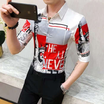 2020 Spring Men Shirt Designer Print Short Sleeve Shirts Casual Slim Fit Shirts Men Dress Streetwear Clothing Camisa Masculina
2020 Spring Men Shirt Designer Print Short Sleeve Shirts Casual Slim Fit Shirts Men Dress Streetwear Clothing Camisa Masculina