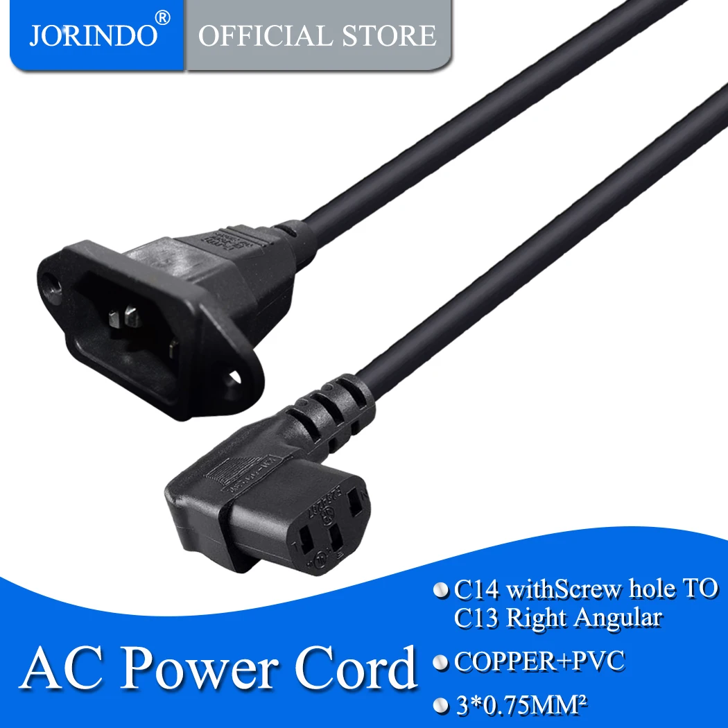 JORINDO 0.6M/1.9FT,IEC320 C14 TO C13 Power Extension Cable,with Fixed screw hole C14 pulg to C13 90 degree angle AC power cable
JORINDO 0.6M/1.9FT,IEC320 C14 TO C13 Power Extension Cable,with Fixed screw hole C14 pulg to C13 90 degree angle AC power cable