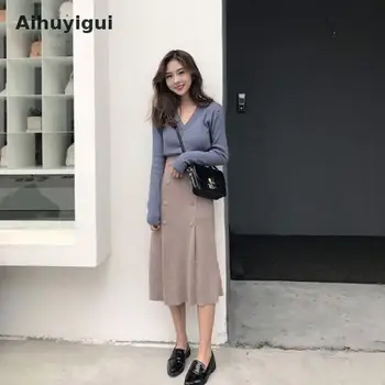 Aihuyigui 2019 Women Sweater Knitted Cardigan Two Piece Suit Set +skirt Elegant Slim Double-breasted Black Blue Skirt 2pcs Dr609
Aihuyigui 2019 Women Sweater Knitted Cardigan Two Piece Suit Set +skirt Elegant Slim Double-breasted Black Blue Skirt 2pcs Dr609