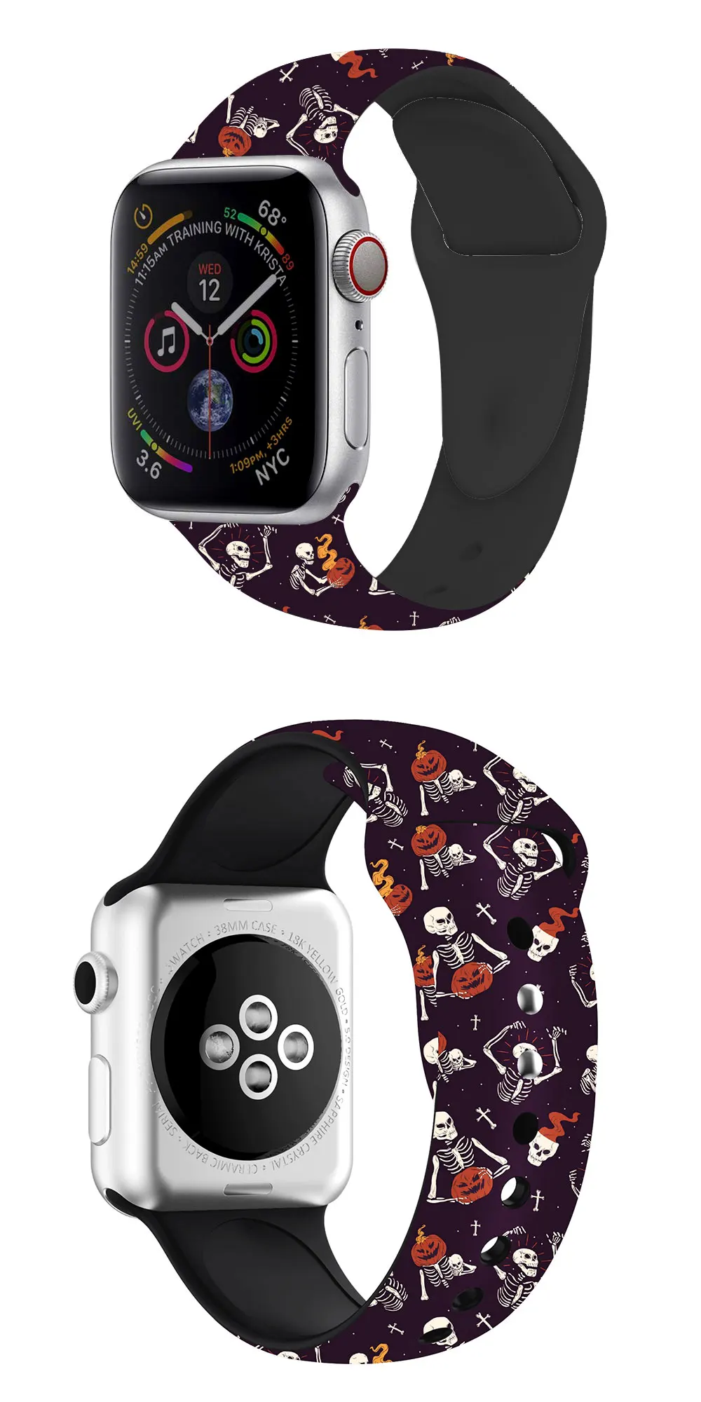 Bracelet d'halloween pour Apple Watch, en Silicone, 44mm 42mm, 38mm 40mm, pour Iwatch série 6 SE 5 4 3 2, nouvelle collection Bracelet d'halloween pour Apple Watch, en Silicone, 44mm 42mm, 38mm 40mm, pour Iwatch série 6 SE 5 4 3 2, nouvelle collection