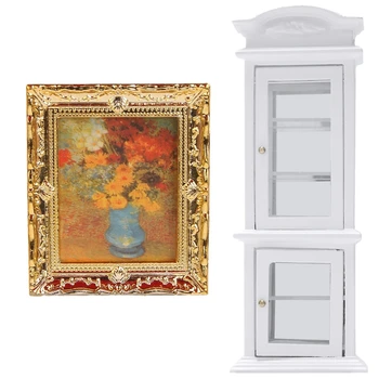 1:12 Golden Plastic Frame Flower Oil Painters Miniature Dollhouse with White Transparent Window Cupboard Display Cabinet
1:12 Golden Plastic Frame Flower Oil Painters Miniature Dollhouse with White Transparent Window Cupboard Display Cabinet