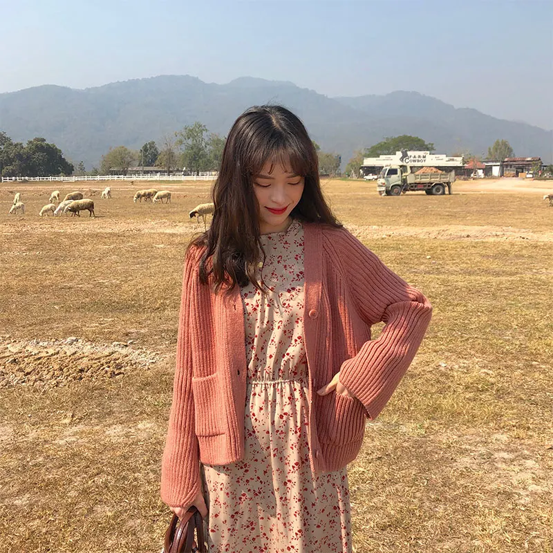 2019 autumn and winter korean style loose solid color cardigan womens pocket knitted sweater cardigan feminino (X277)
2019 autumn and winter korean style loose solid color cardigan womens pocket knitted sweater cardigan feminino (X277)
