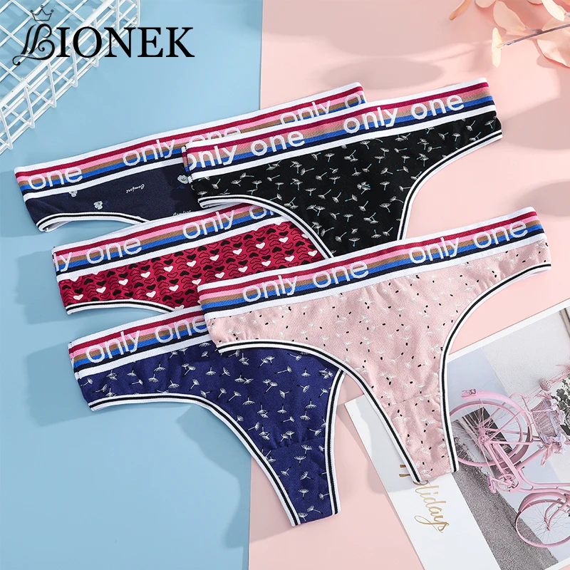 

BIONEK 1PC Letter Panties Thong Cotton Women's Sexy Female Underpants Briefs Solid Color Pantys Lingerie S-L Design