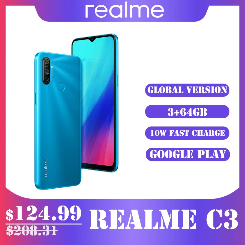 Realme C3 Global Version Mobile Phone 5000mAh Battery 3GB RAM 32GB 64GB ROM Helio Camera HD Mini-drop Fullscreen NFC Cellphone
Realme C3 Global Version Mobile Phone 5000mAh Battery 3GB RAM 32GB 64GB ROM Helio Camera HD Mini-drop Fullscreen NFC Cellphone
