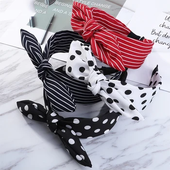 Rabbit Ears Simple Striped Print Wide Side Bow Headband Hair Hoop Fashion Ladies Dot Solid Hair Band For Girl Hair Accessories
Rabbit Ears Simple Striped Print Wide Side Bow Headband Hair Hoop Fashion Ladies Dot Solid Hair Band For Girl Hair Accessories