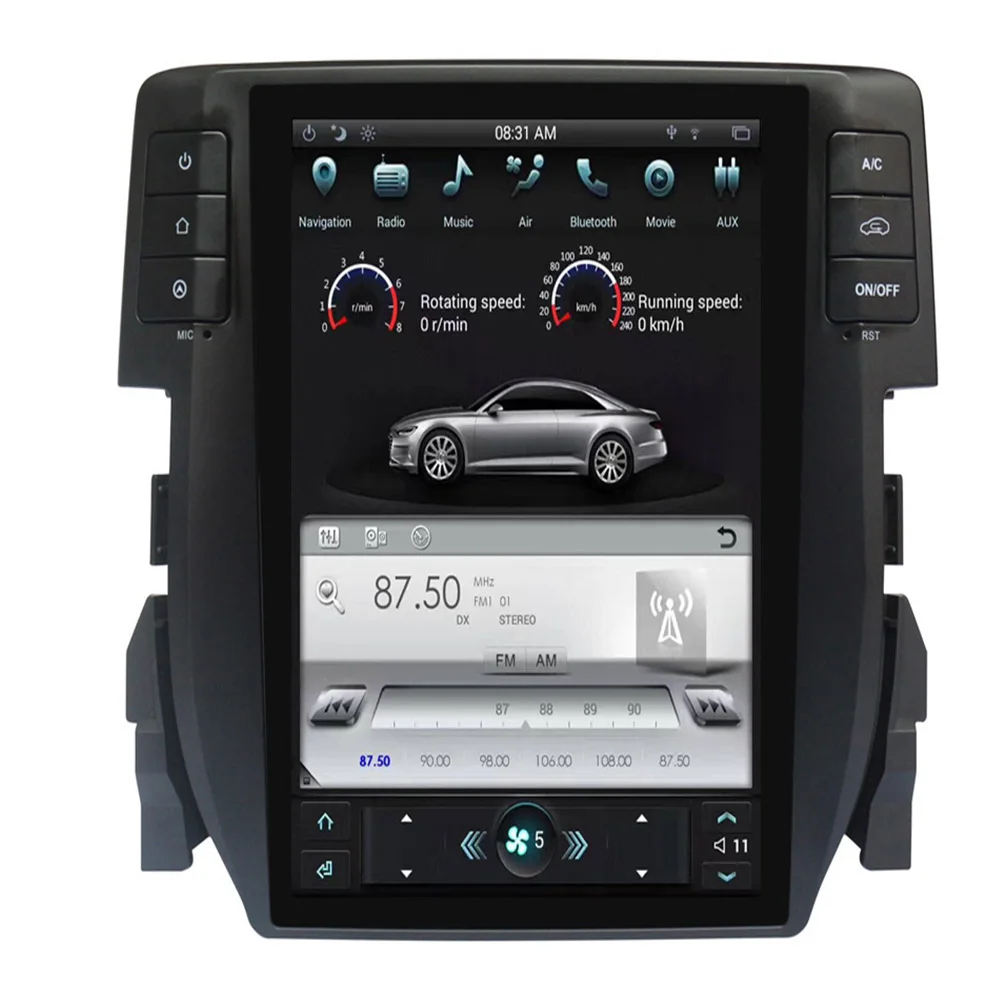 Автомобильный мультимедийный проигрыватель PC PAD в стиле Tesla Android 10 6 0 7 1 GPS для Civic