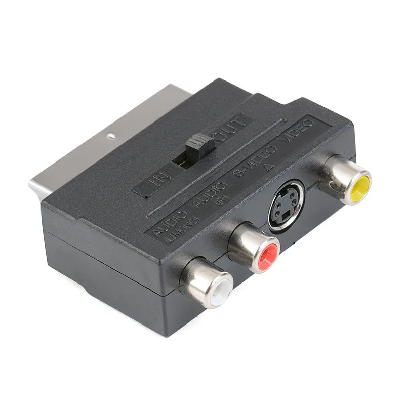 Адаптер SCART с AV-блоком на 3 RCA Phono Composite S-Video переключателем In/Out Scart адаптер SVHS для