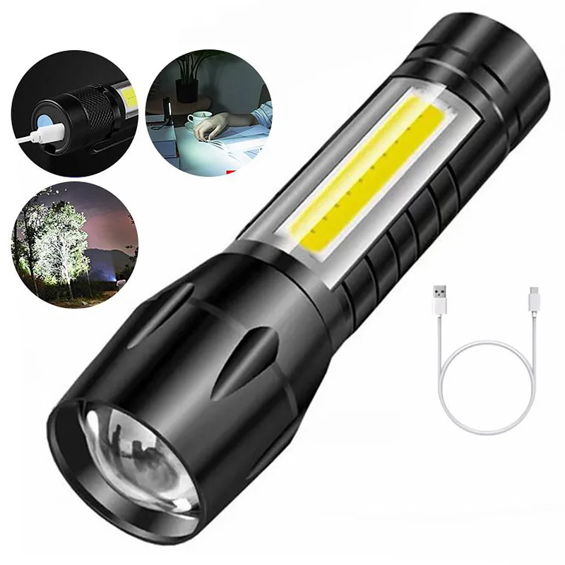 LED strong light focusing small flashlight mini COB side light USB rechargeable work light aluminum alloy portable flashlight
LED strong light focusing small flashlight mini COB side light USB rechargeable work light aluminum alloy portable flashlight